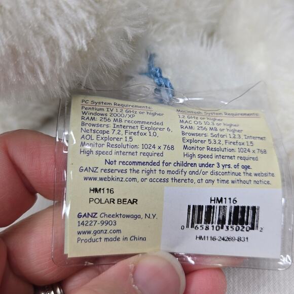 NWT GANZ Webkinz HM116 Polar Bear Plush Toy Sealed Code - Picture 6 of 7